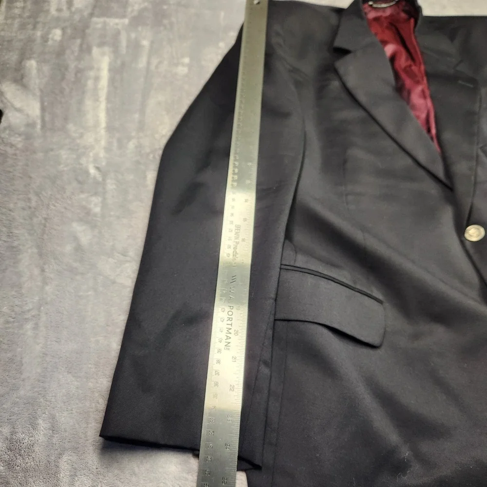 J. Victor Men's 46S Black 100% Wool Blazer Jacket Crest Buttons Flaws Canada 46